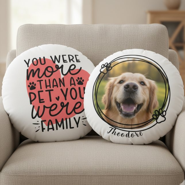 Heartfelt Pet Memorial Photo – Loving Remembrance Rund Kudde (Heartfelt pet memorial photo remembrance pillow)