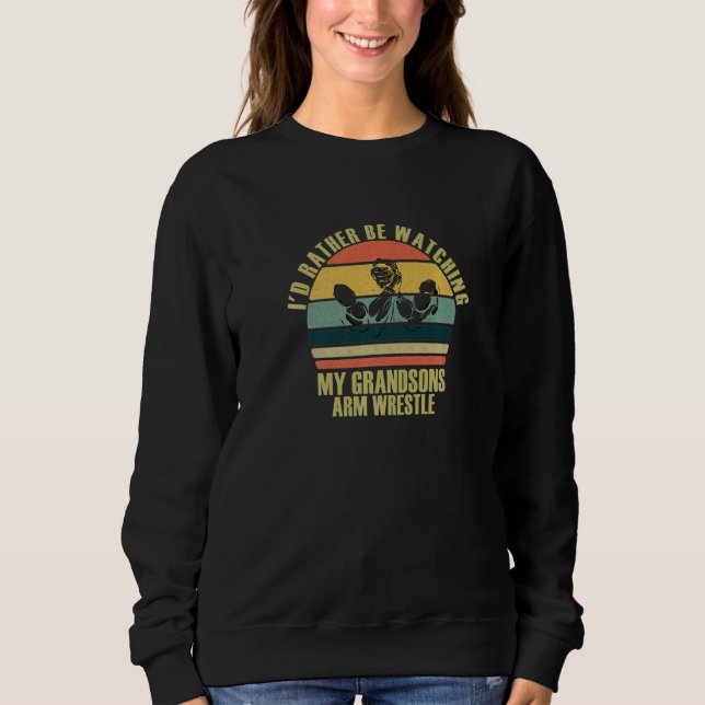 Heartfelt Rather Be Watching Grandsons Arm Wrestle T Shirt (Framsida)