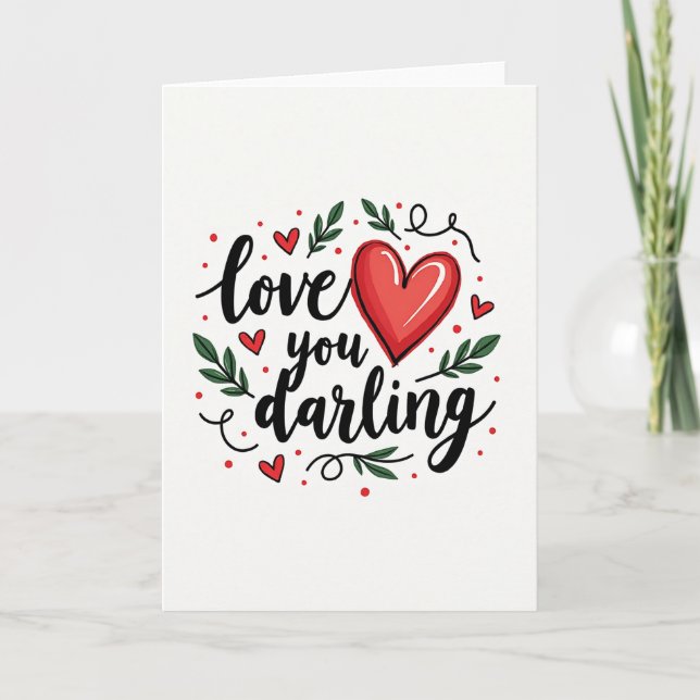 Heartfelt Script Love You Card Kort (Framsida)