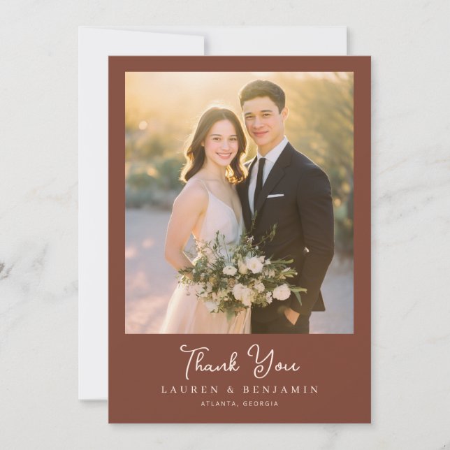 Heartfelt Warm Minimalist Photo Tack Kort (Framsida)