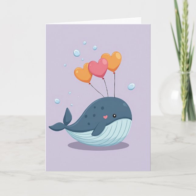 Heartfelt Whale Balloon Card Kort (Framsida)