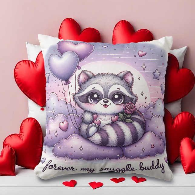Heartfilt Balloon Raccoon Valentiness Kudde (Skapare uppladdad)