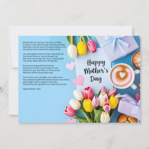 Heartfilt Dikt med Tulips och kaffe Mors dag Inbjudningar