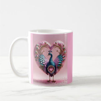 "Heartfilt Elegance: Rosa Peacock Mugg" Kaffemugg