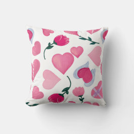 Heartfilt Embrace: Tulips och Kärlek-ikoner Kudde