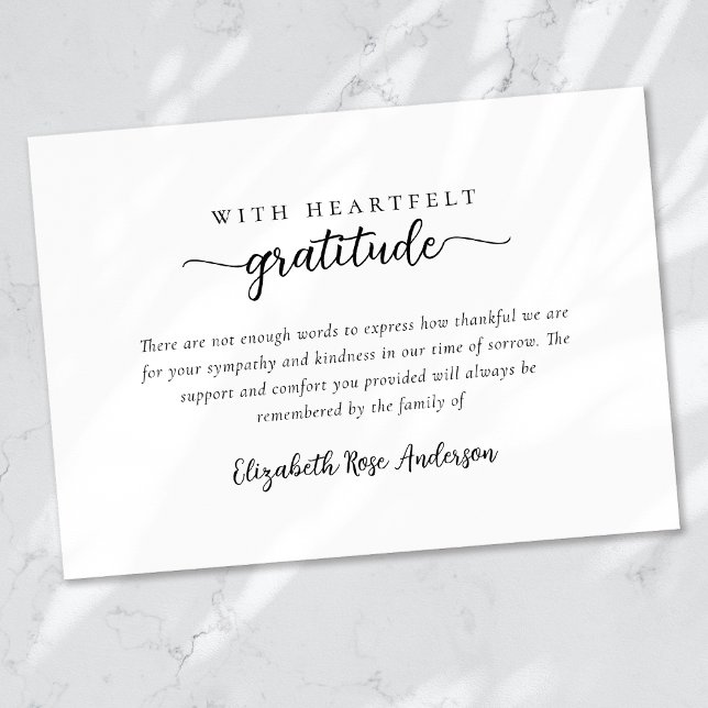 Heartfilt Gratitude Funeral Tack Kort (Skapare uppladdad)