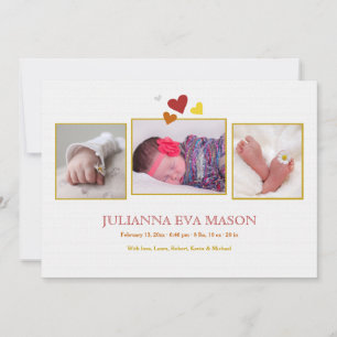 Heartfilt introduktion Foto Birth Notice Meddelande