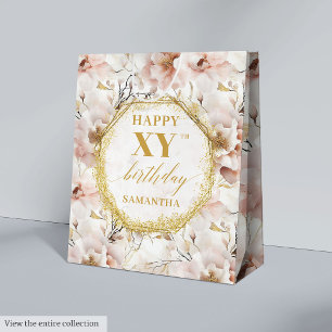 Heartfilt Ljus rosa Boho Guld Birthday Gift Bag