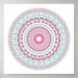 Heartfilt Mandala Kaleidoscope Mönster Poster