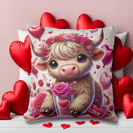 Heartfilt Sweet Highland Cow Valentineser Kudde