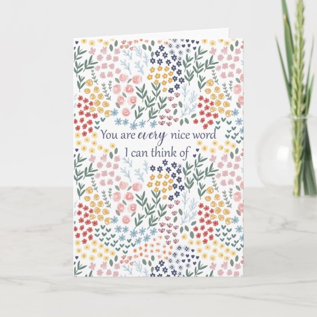 Heartfilt Tack Gift Blommigt Vänskap Kort (Framsida)