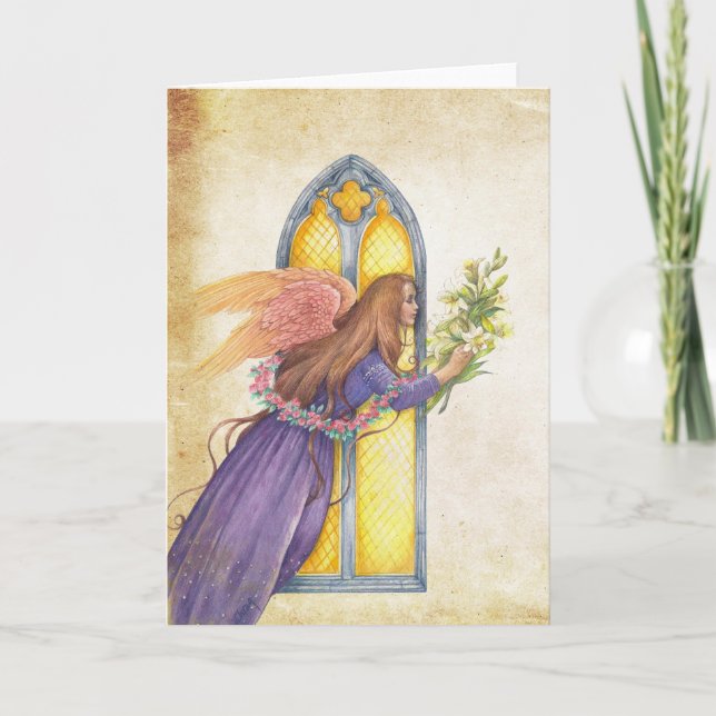 Heartfilt Tack med Angel & Bouquet Inbjudan (Framsida)