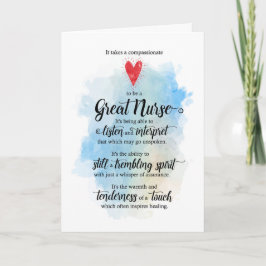 Heartfilt Typografiskt vattenfärgssjuksköterskans  Kort
