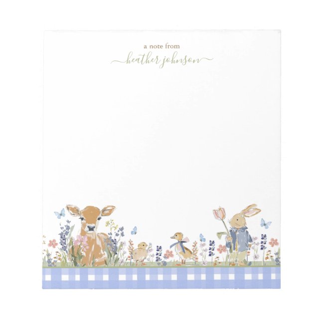 Hearthlight Notes Spring Soft Meadow Gingham Anteckningsblock (Framsida)