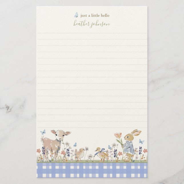 Hearthlight Notes Spring Soft Meadow Gingham Brevpapper (Framsida)