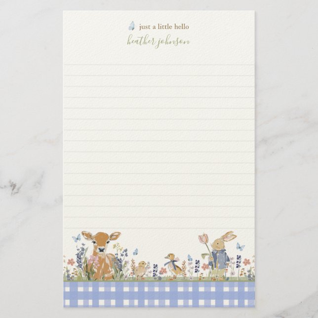 Hearthlight Notes Spring Soft Meadow Gingham Brevpapper (Framsida)