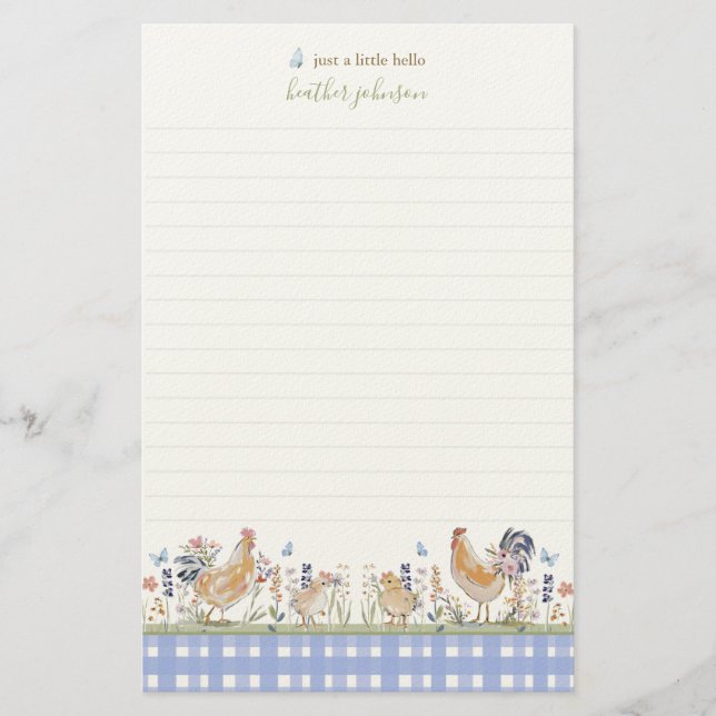 Hearthlight Notes Spring Soft Meadow Gingham Brevpapper (Framsida)