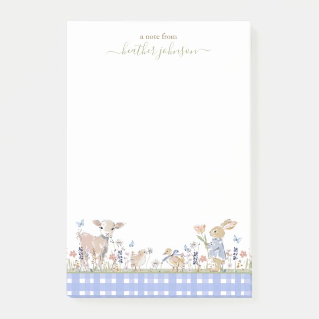 Hearthlight Notes Spring Soft Meadow Gingham Post-it Block (Framsida)