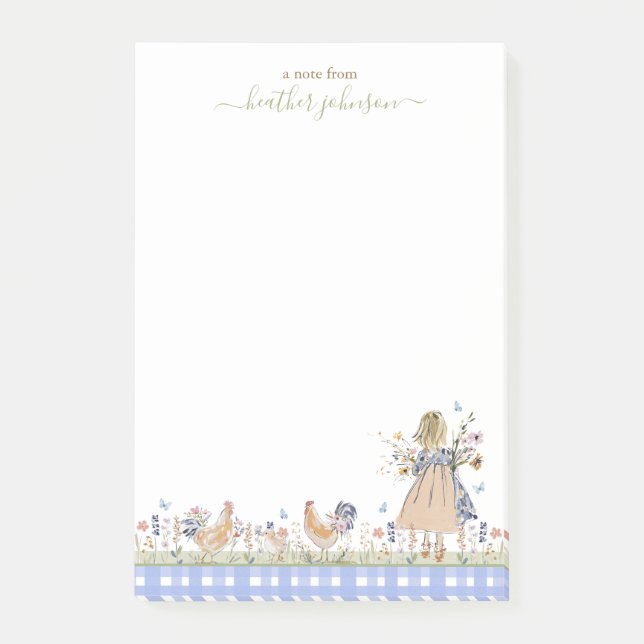 Hearthlight Notes Spring Soft Meadow Gingham Post-it Block (Framsida)