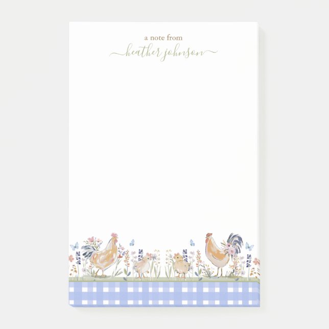 Hearthlight Notes Spring Soft Meadow Gingham Post-it Block (Framsida)