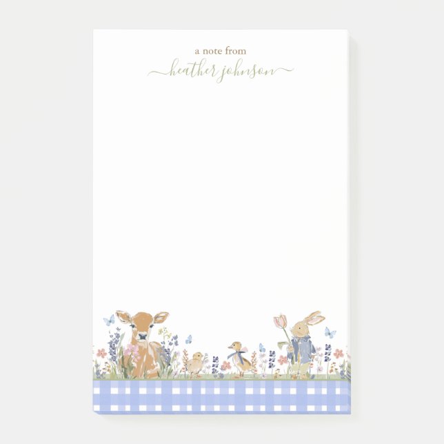 Hearthlight Notes Spring Soft Meadow Gingham Post-it Block (Framsida)