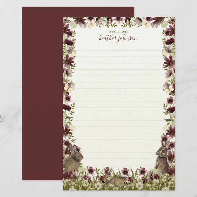 Hearthlight Notes Vår Mjuk Äng Vildblomma Brevpapper (Fram/baksida)