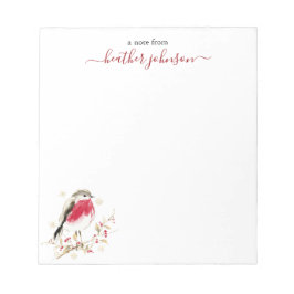 Hearthlight Notes Winter Robin Bird Personalized Anteckningsblock