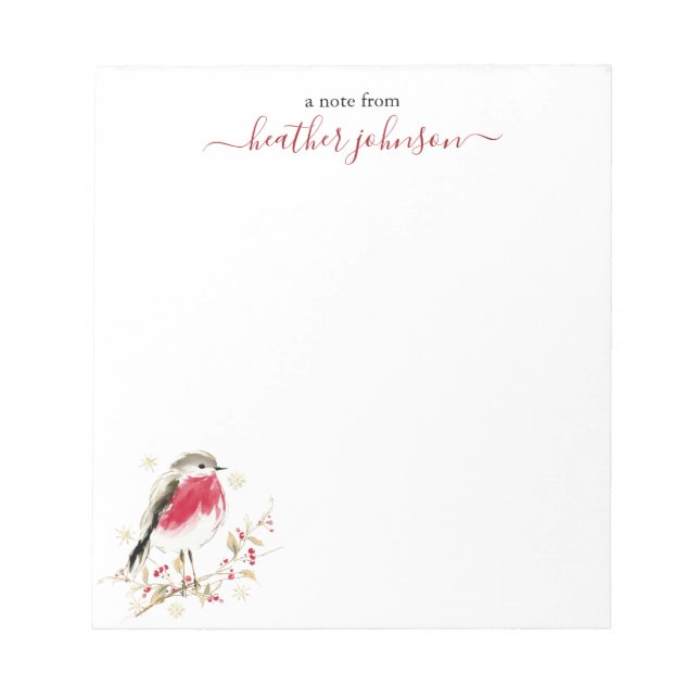 Hearthlight Notes Winter Robin Bird Personalized Anteckningsblock (Framsida)