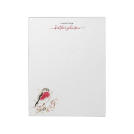 Hearthlight Notes Winter Robin Bird Personalized Anteckningsblock
