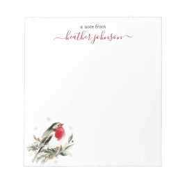 Hearthlight Notes Winter Robin Bird Personalized Anteckningsblock