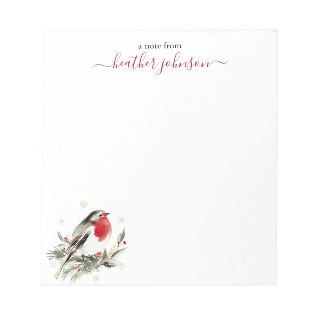 Hearthlight Notes Winter Robin Bird Personalized Anteckningsblock (Framsida)
