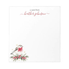Hearthlight Notes Winter Robin Bird Personalized Anteckningsblock