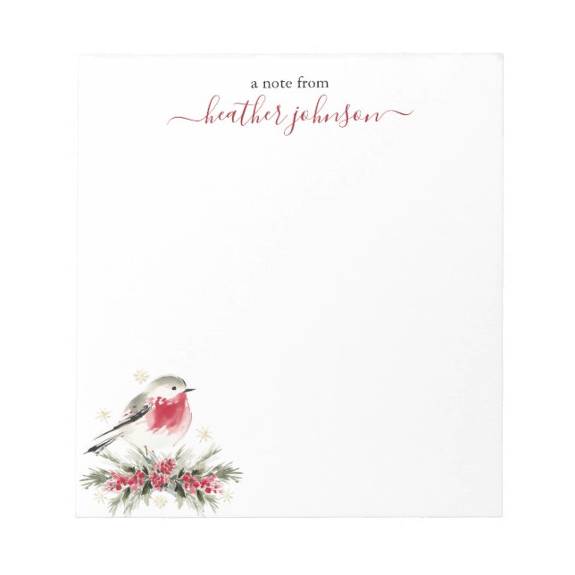 Hearthlight Notes Winter Robin Bird Personalized Anteckningsblock (Framsida)