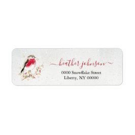Hearthlight Notes Winter Robin Bird Personalized Returadress Etikett