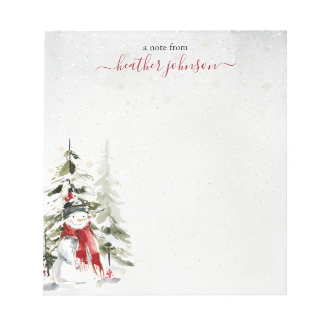 Hearthlight Notes Winter Snowman Personalized Anteckningsblock (Framsida)
