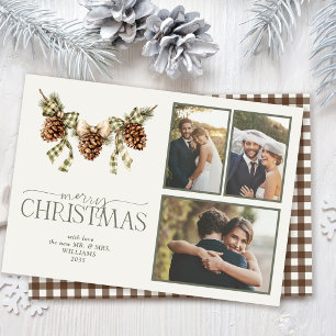 Hearthpine Pine & Gingham Nygift Jul Julkort