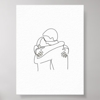 Heartkänd Hug - Minimalistiskt par Embrace Art Gif Poster