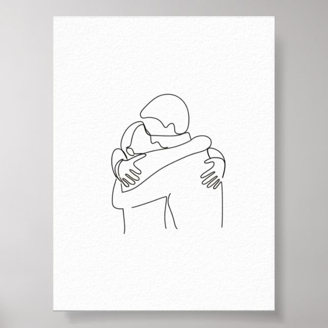 Heartkänd Hug - Minimalistiskt par Embrace Art Gif Poster (Framsidan)