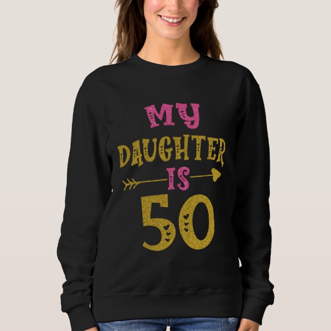 Hearts 50th Bday For Daughter From Mom Dad T Shirt (Framsida)
