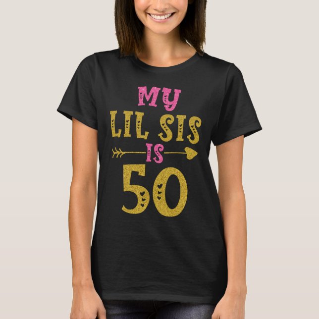 Hearts 50th Bday For Sister From Sister Brother T Shirt (Framsida)