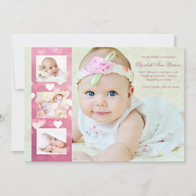 Hearts-A-Plenty - Fotofödelsemeddelande Meddelande (Framsida)