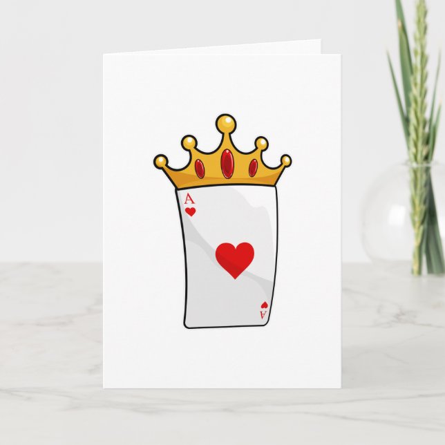 Hearts Ace med Queen Krona Kort (Framsida)