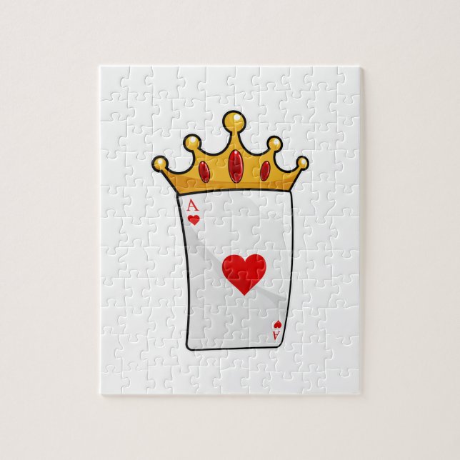 Hearts Ace med Queen Krona Pussel (Vertikal)