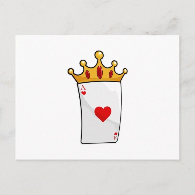 Hearts Ace med Queen Krona Vykort (Framsida)