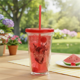 Hearts Acrylic Tumbler Take Away Mugg