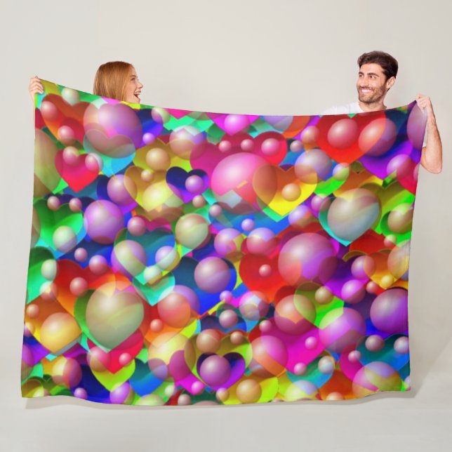 Hearts and Bubbles Fleece Blanket (På plats)