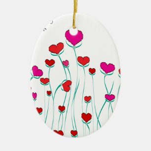 Hearts and Butterflies Valentine Kärlek Julgransprydnad Keramik