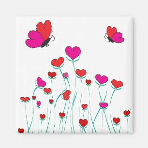 Hearts and Butterflies Valentine Kärlek Magnet