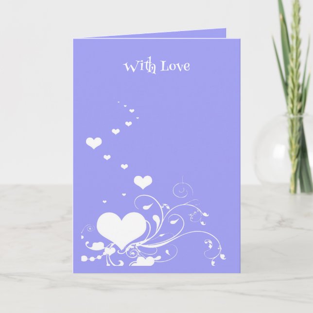 Hearts And Elegant Curling Flourishes Minimal Illu Kort (Framsida)