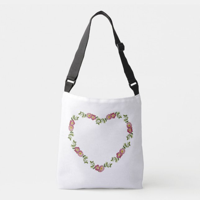 Hearts and Flowers Collection Crossbody Tote (rött Axelväska (Framsida)